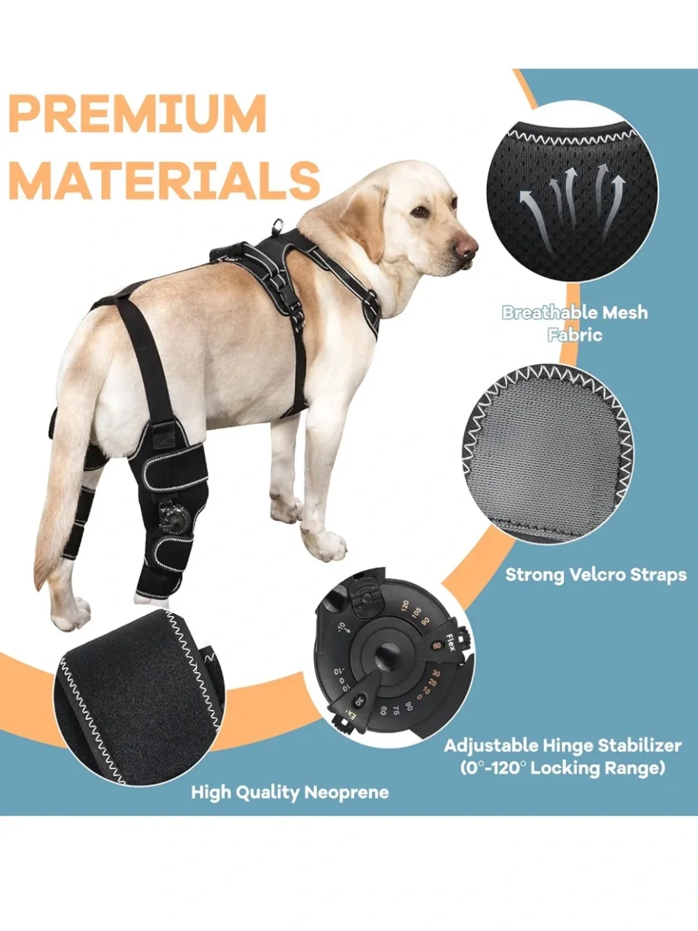 NWT Furwell Dog Knee Brace Adjustable Support ACL & CCL Tear Recovery, Post-Su